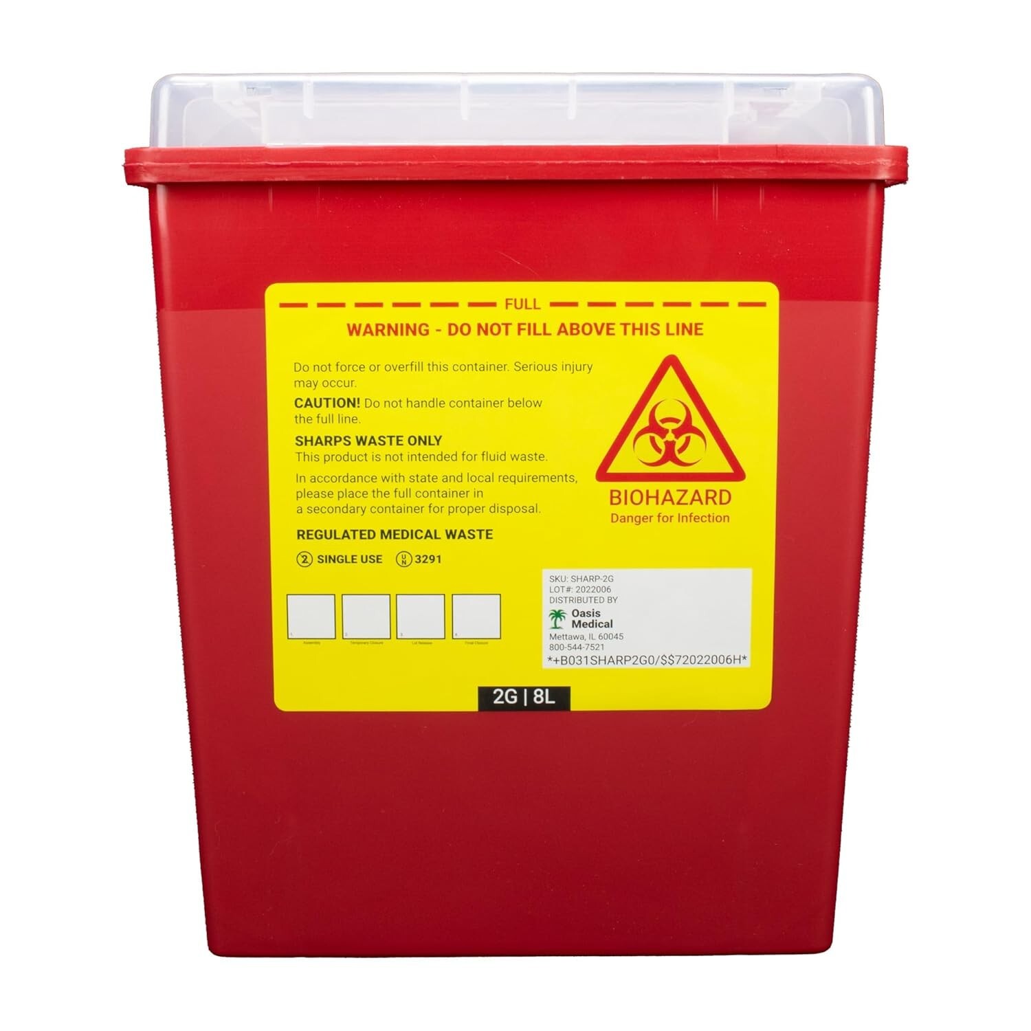 2 Gallon Sharps Container w/ Locking Top Flap