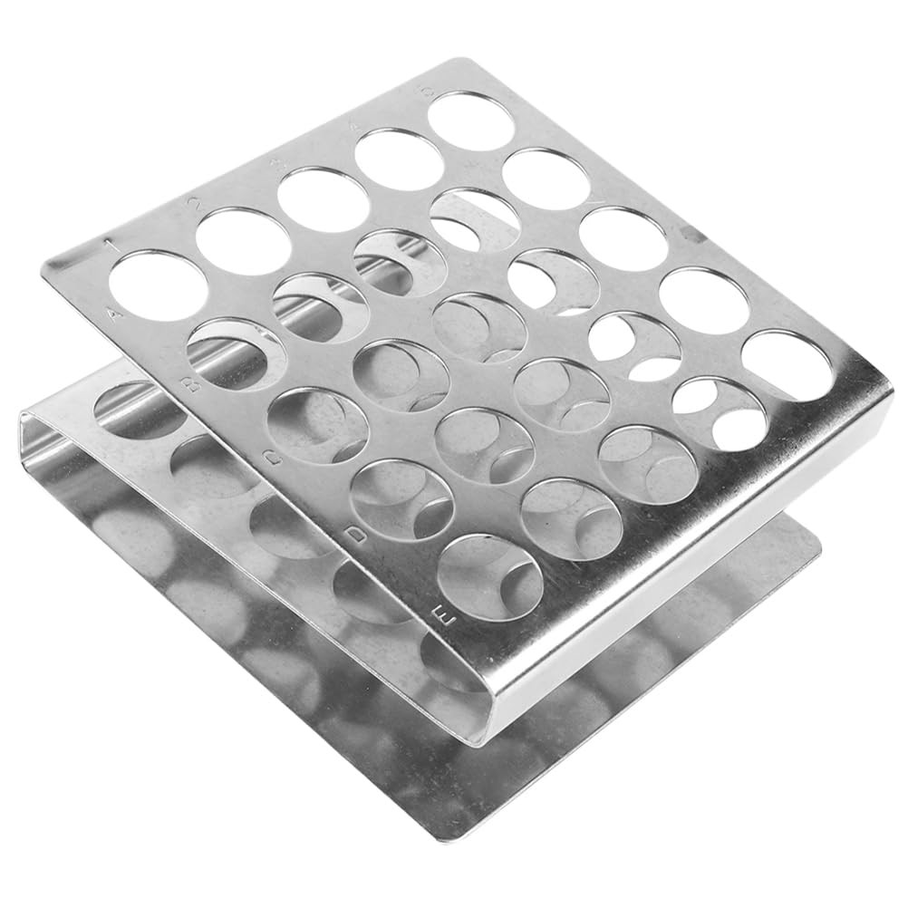 Z Shaped Stainless Steel Test Tube Rack, 25 Holes for 17mm Tubes, Metal Stand