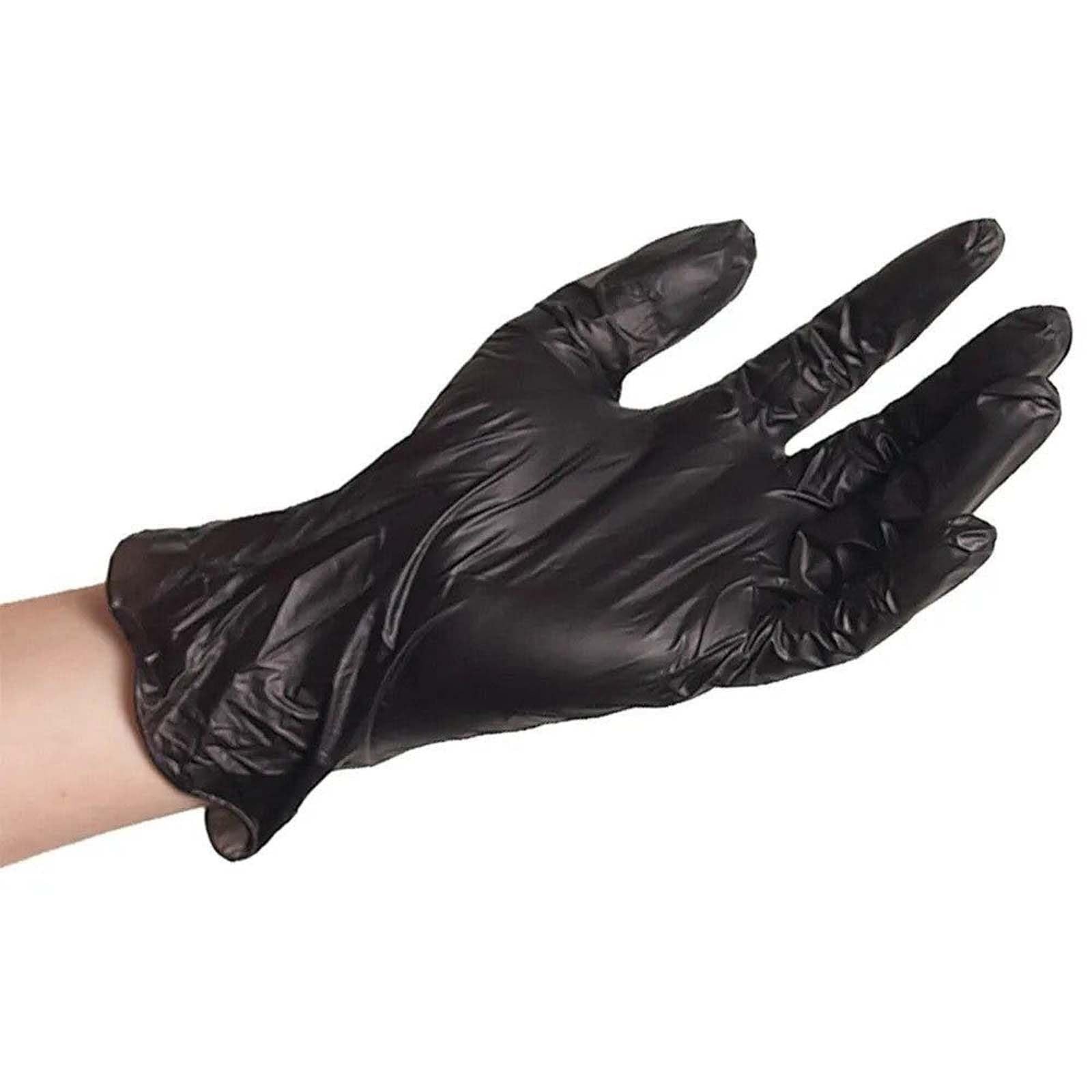 ForPro Black Vinyl Disposable Gloves, Powder~Free, Food Safe, X~Large, 100ct