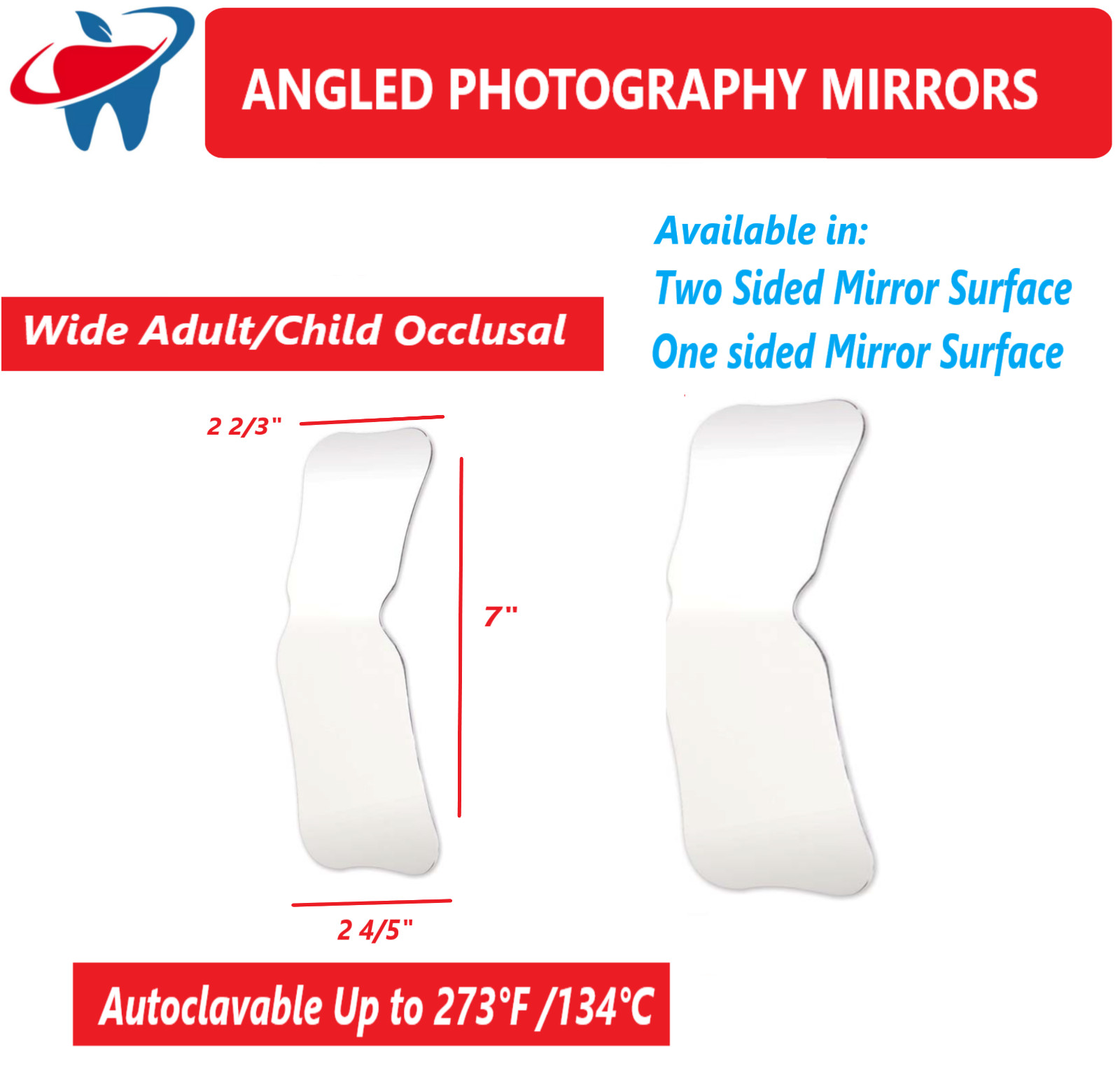 Dental Orthodontic Intraoral Photo Mirrors Buccal, Occlusal, Two or One Mirror
