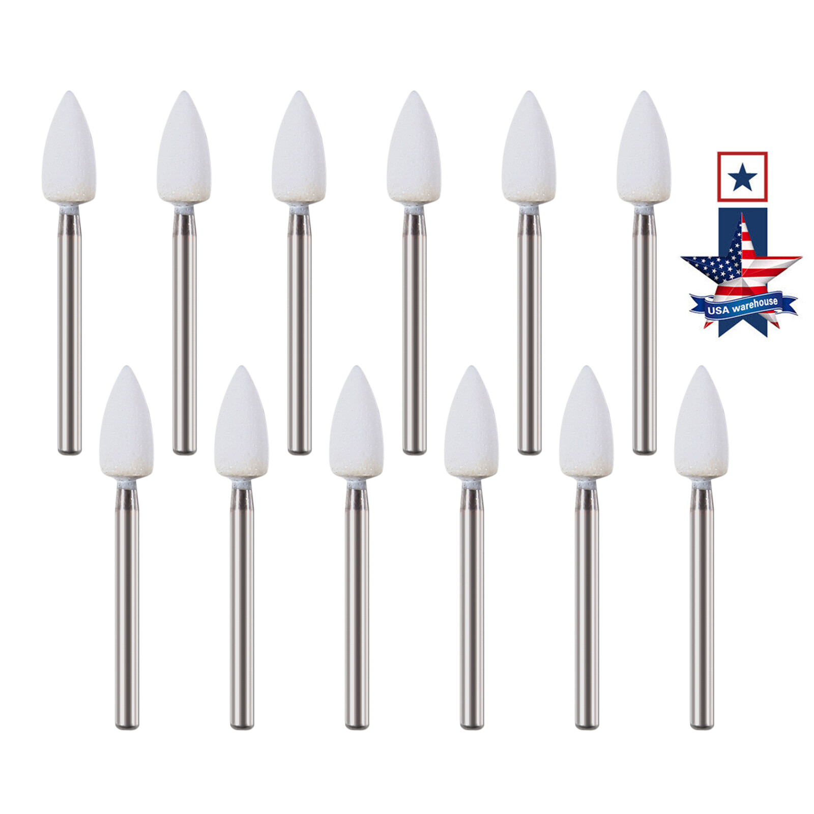 Dental FG White Stone Polishing Burs Porcelain Resin Handpiece Flame Shape DL