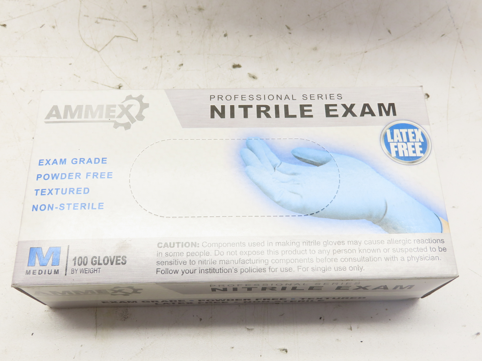 Ammex APFN46100 Exam Blue Nitrile Gloves Sz Large (Case of 1000) 10 boxes of 100