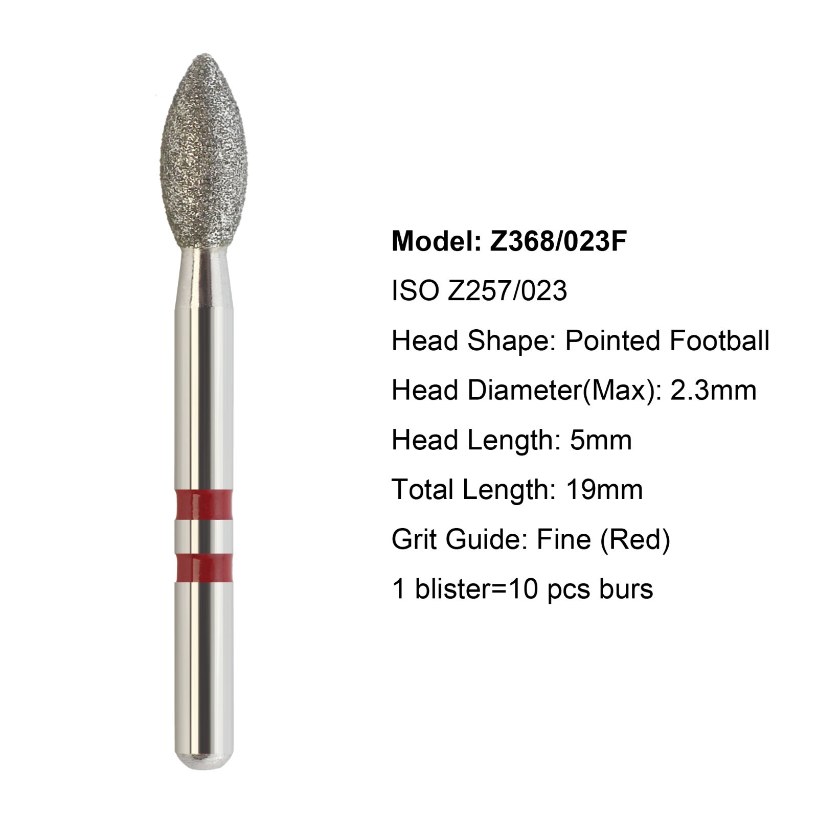 Dental Diamond Burs Zirconia Cutter FG Football Ball Round End Taper Cylinder