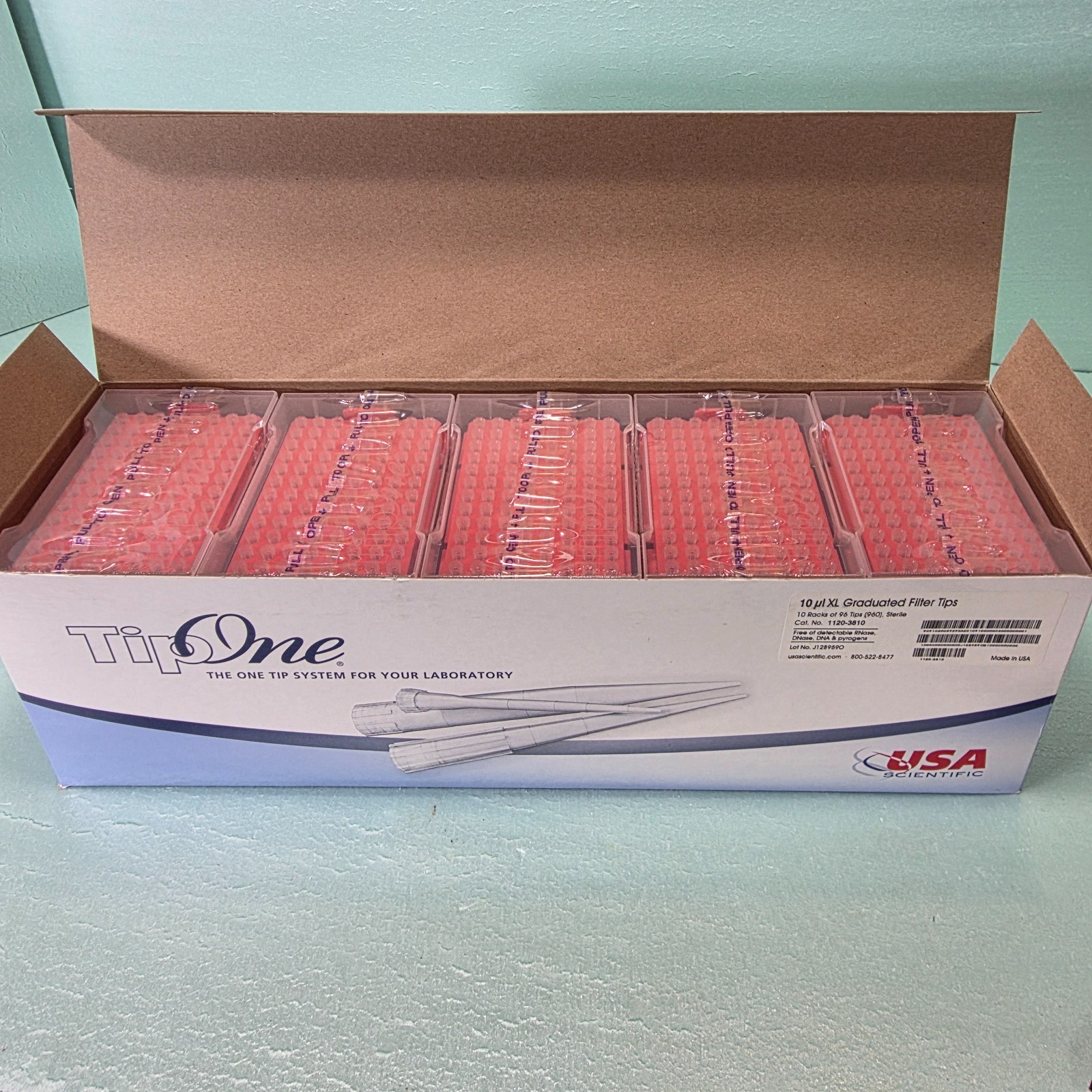 TipOne 1120-3810 10uL XL Graduated Filter Pipette Tips 10 Racks 960 Total