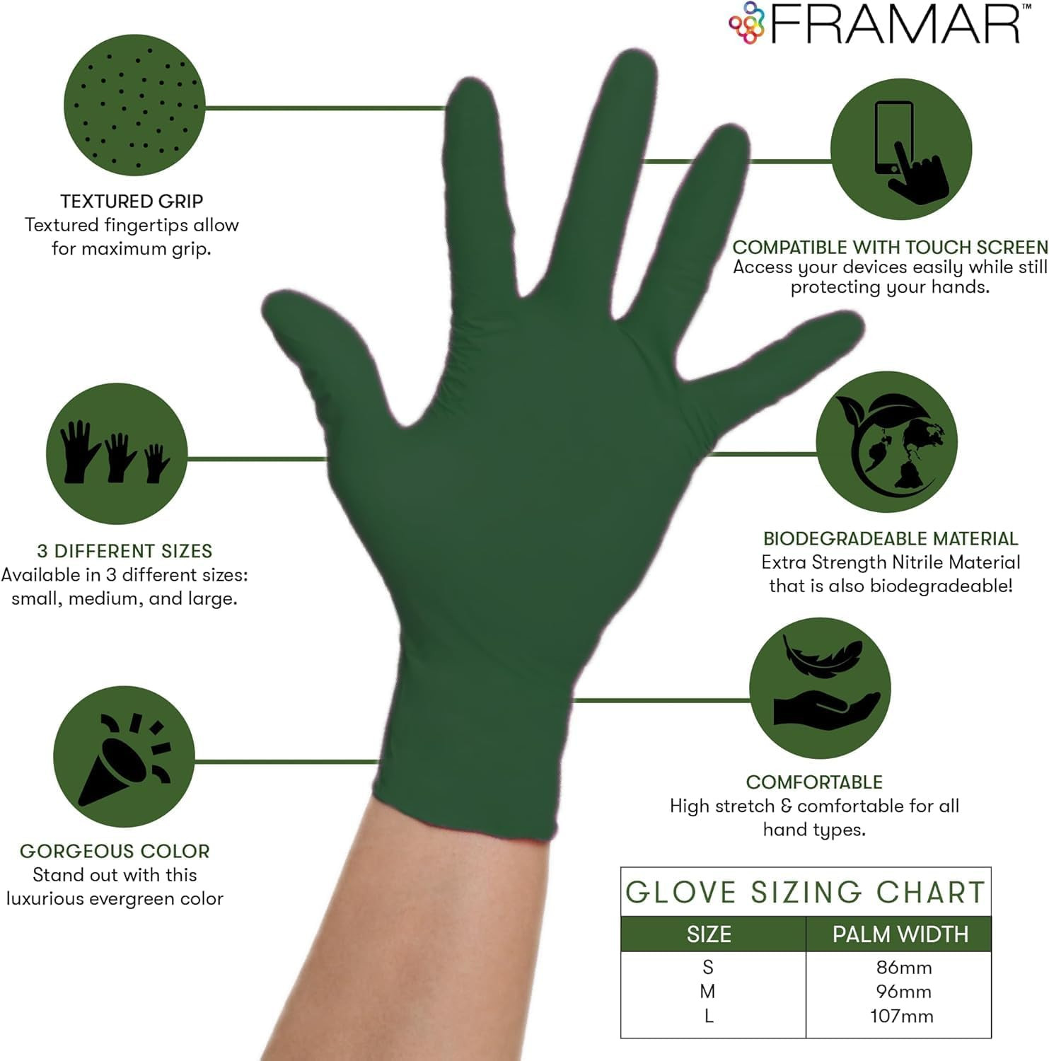 Green Gloves Disposable Latex Free – Heavy Duty Nitrile Gloves Medium, Disposabl