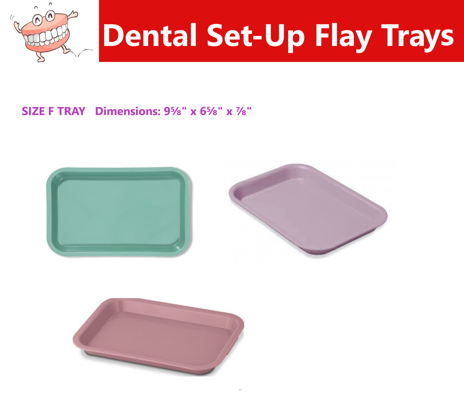 Dental Procedure Set-Up Trays Flat B (Ritter) or F Mini, or B Divided Tray 250F