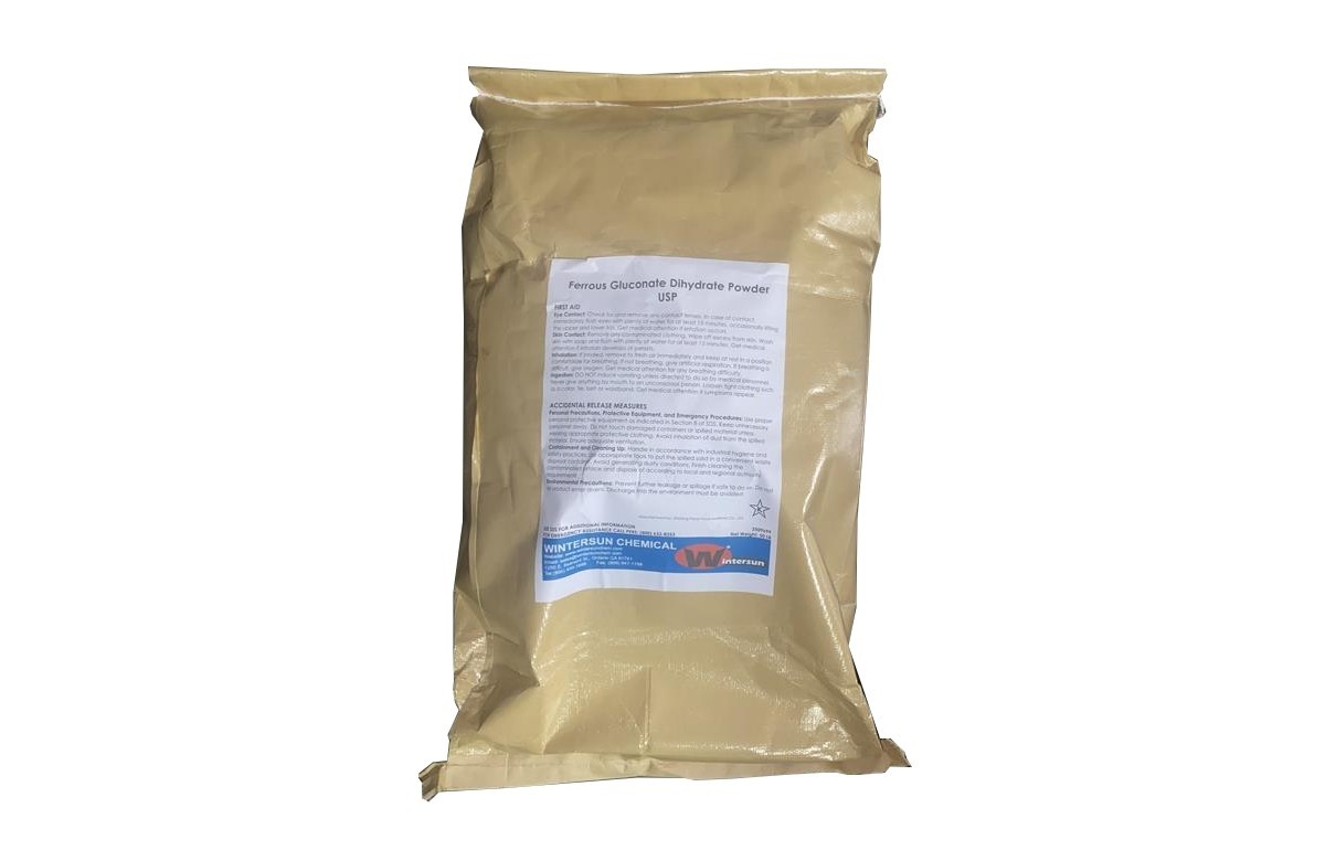 Ferrous Gluconate Dihydrate[CAS_22830-45-1] [C12H22FeO1] USP Powder 50 LB
