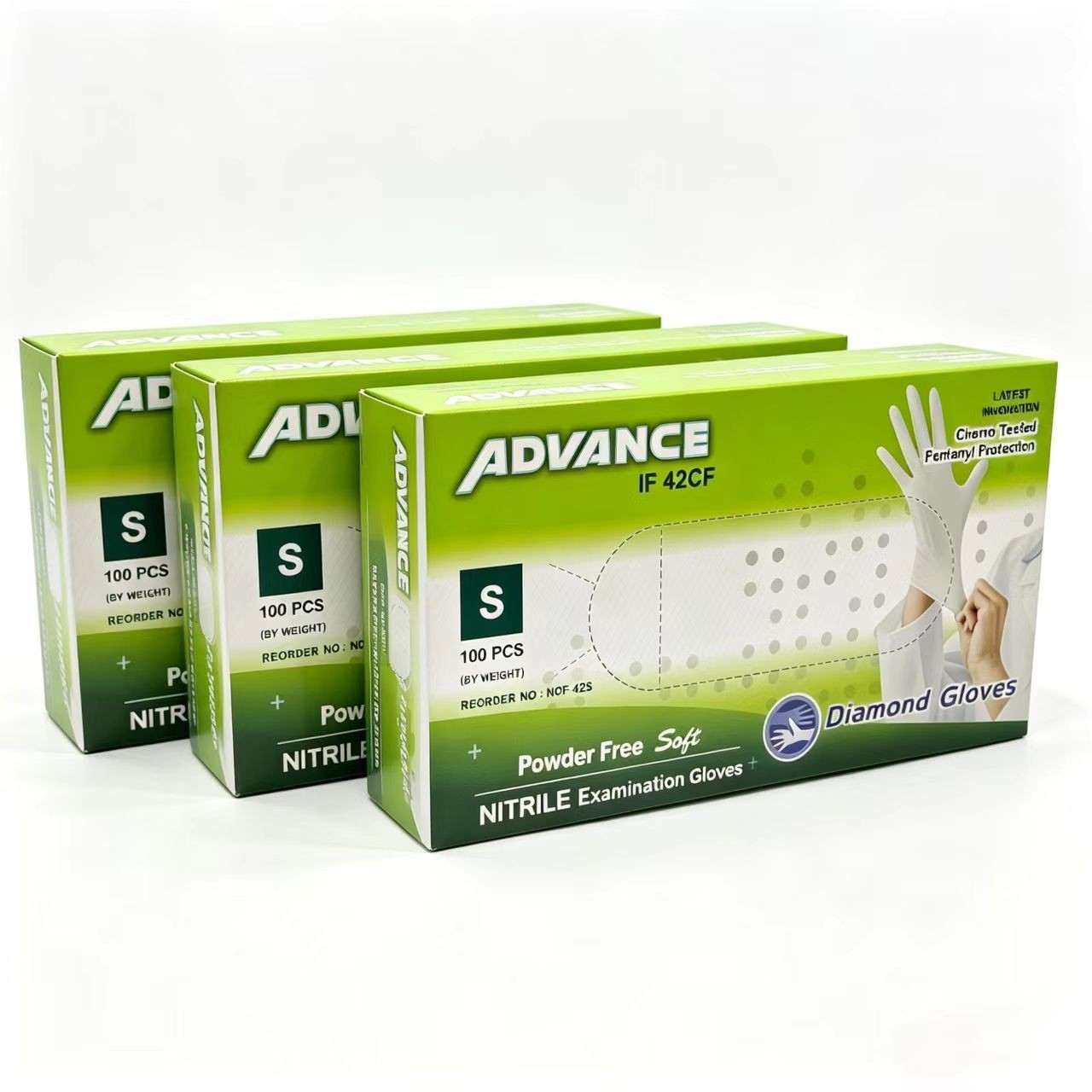 300PCS 4mil White Nitrile Gloves 3 Boxes Powder Free Disposable Exam Gloves