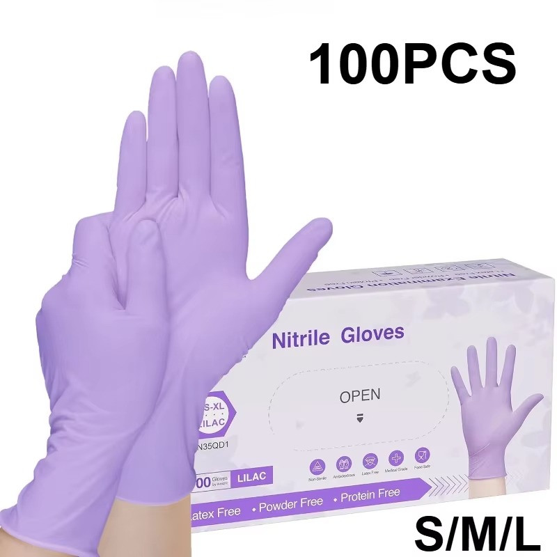 Fuchsia Nitrile Disposable Gloves Latex-Free 10PCS Mil Cleaning Gloves purple