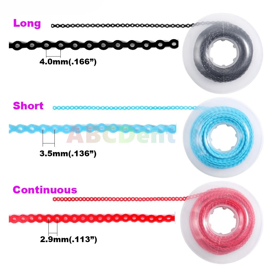 Dental Orthodontic Ligature Ties + Power Chain Elastics Bands for Brackets Brace