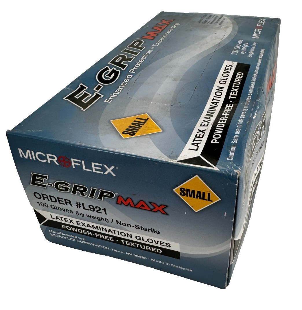 ANSELL L921 Latex Disposable Glove, Size: Small Microflex E-Grip *Box of 100*