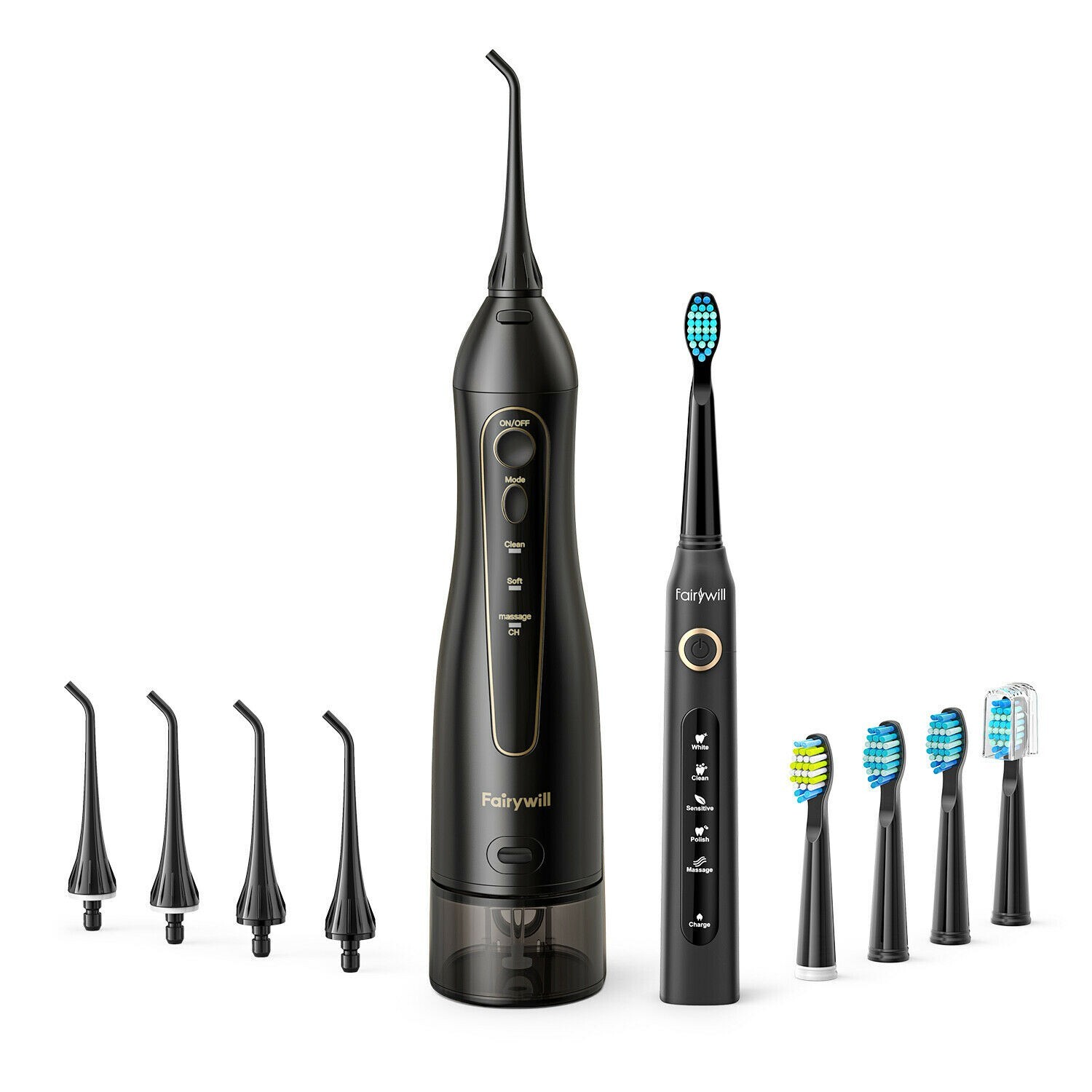 Cordless Water Flosser & 5 Modes Whitening Sonic Toothbrush Set