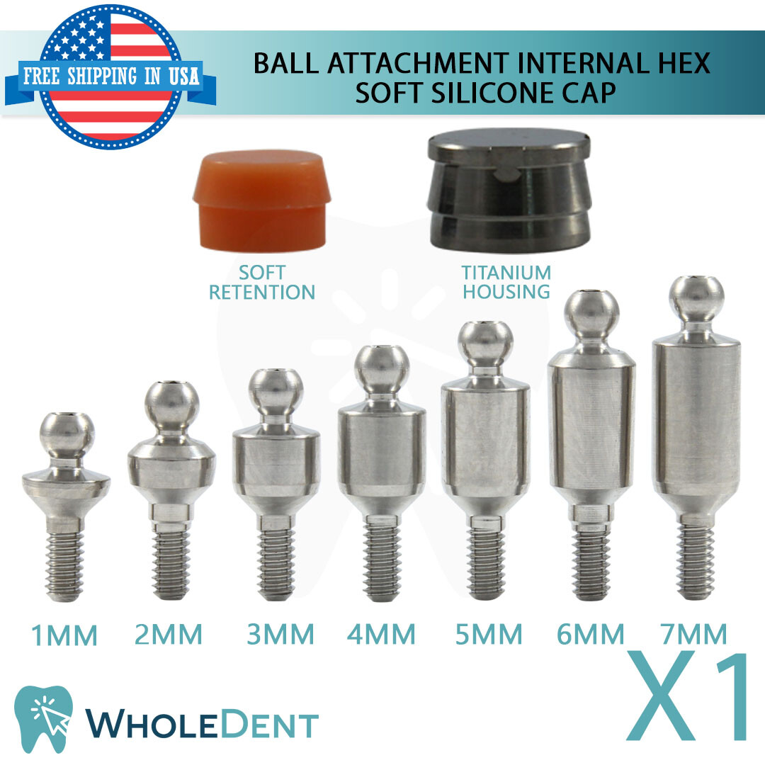X1 Ball Overdenture Attachment Abutment Soft Silicone Cap Set Int Hex