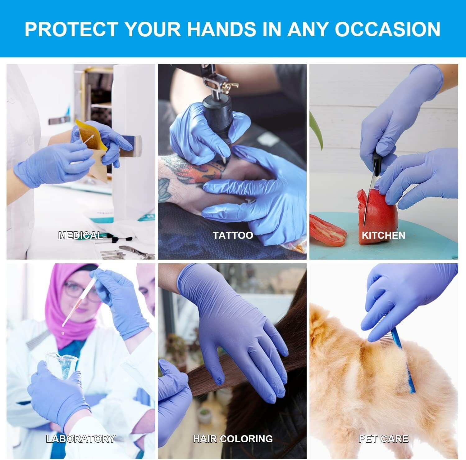 Latex-Free Ice Blue Nitrile Gloves – 1000 PCS, Ideal for Medical & Cleaning