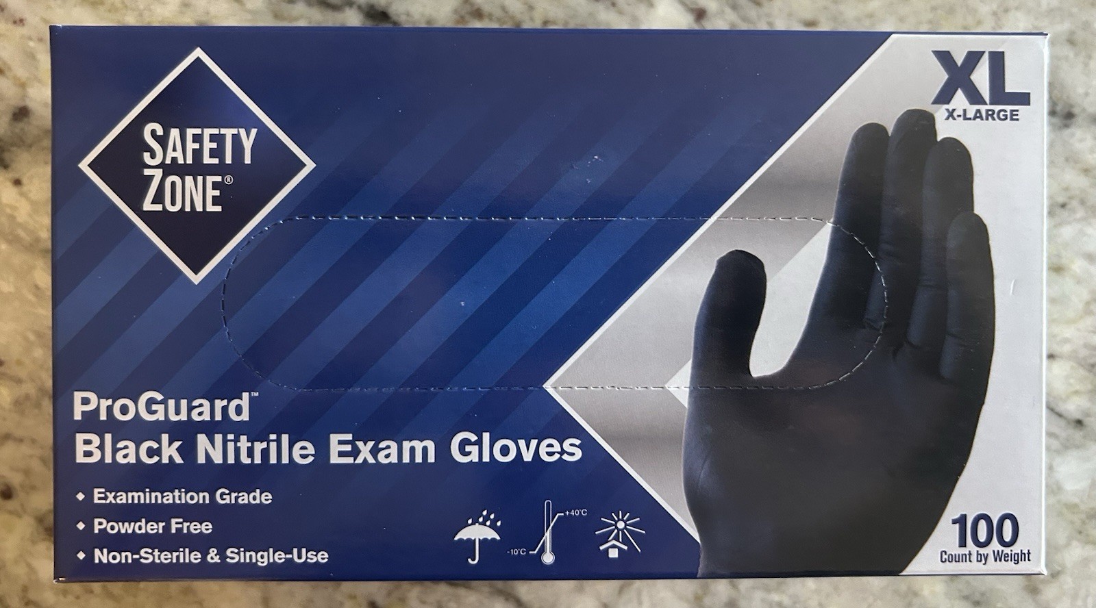 ProGuard Black Nitrile Exam Gloves, Safety Zone, GNPR-XL-BK, 100 Count, Size XL