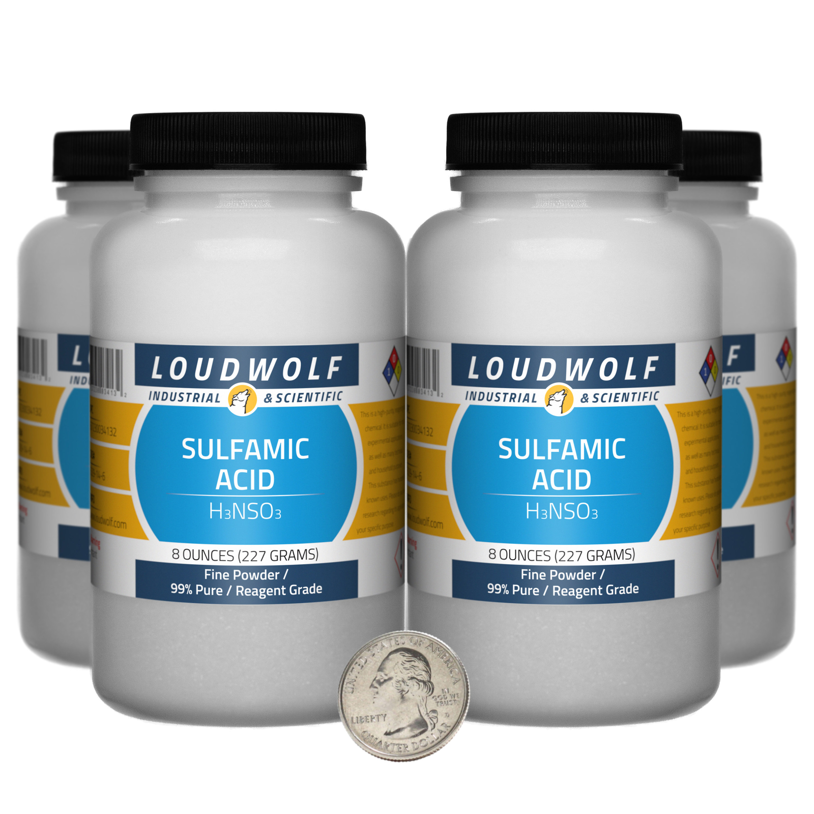 Sulfamic Acid / 2 Pounds / 4 Bottles / 99% Pure Reagent Grade / Fine Powder