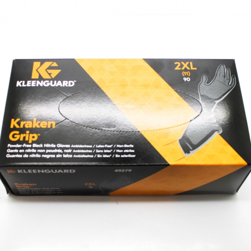 90 Pack – Kimberly-Clark KleenGuard Powder-Free Black Nitrile Gloves Size 2XL