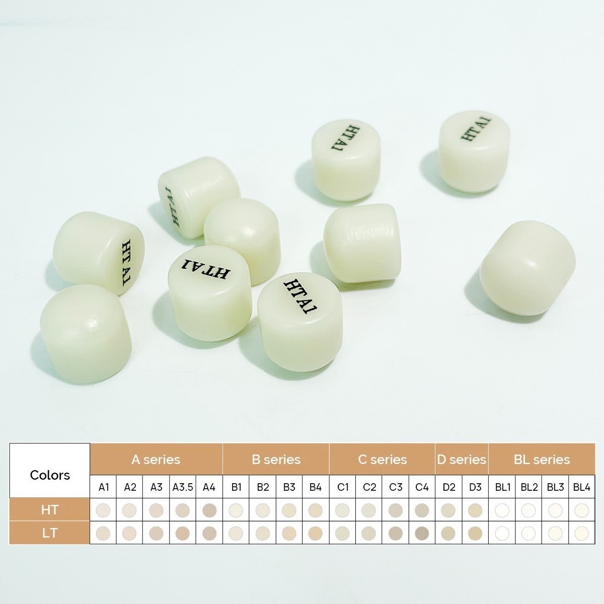 10Pcs/Box Dental Lab Emax Press Ingots Glass Ceramics Block Material HT/LT