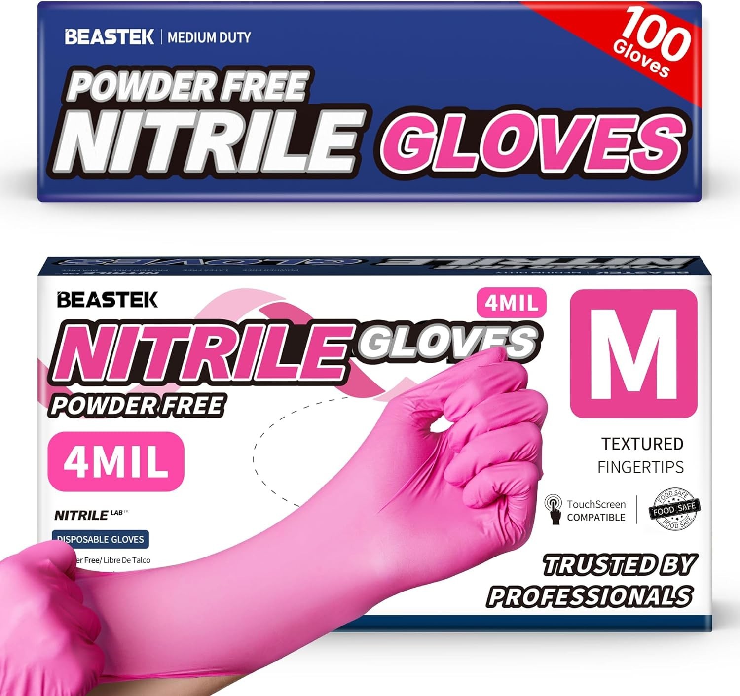 Nitrile Disposable Exam Gloves, 4Mil 100Ct Powder-Free Latex-Free Food-Safe f…