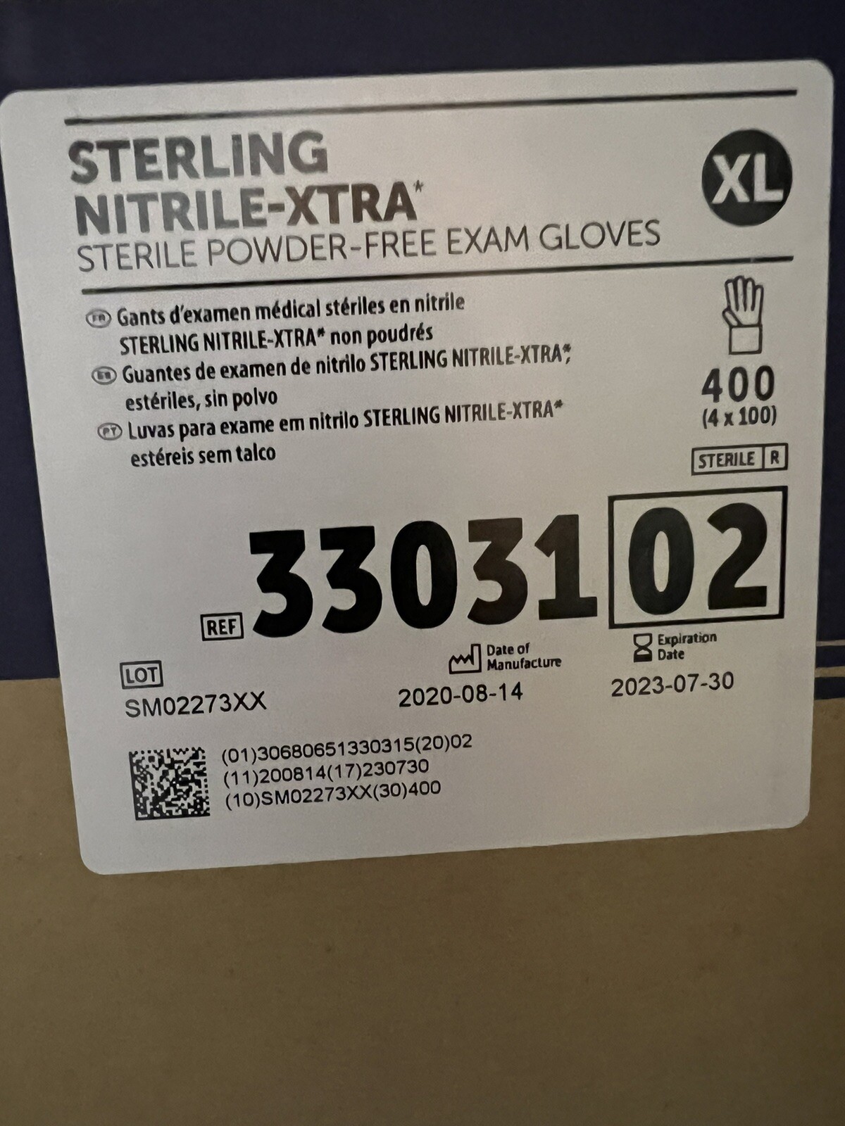 Halyard sterling nitrile-xtra sterile powder-free exam gloves XL Case Of 400