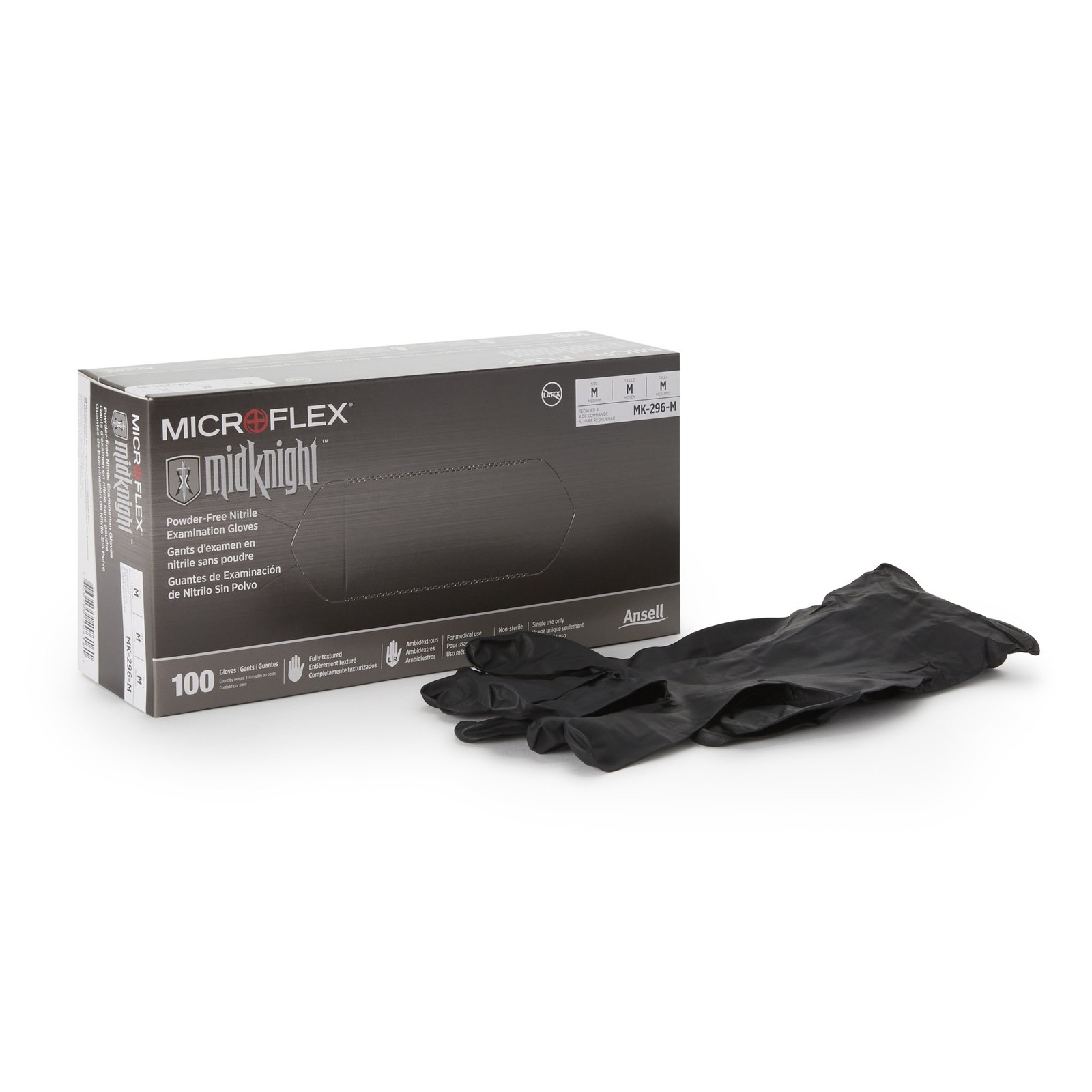 MICROFLEX MidKnight Nitrile Exam Glove Standard Cuff Length MEDIUM 100 per Box