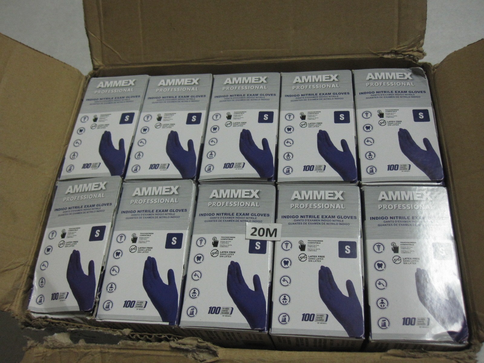 Ammex Indigo Nitrile Exam Gloves, Latex & Powder Free, Size Small box of 1000 qt