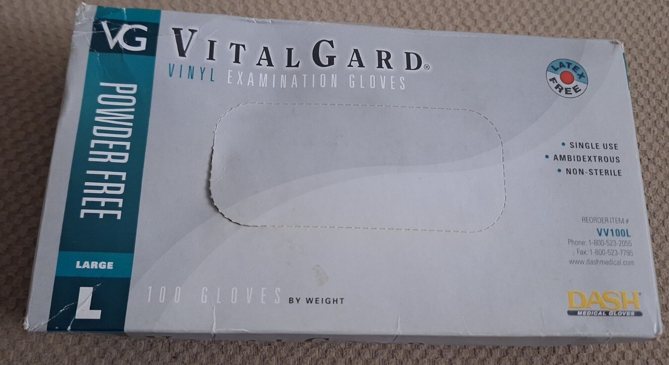 Dash Vital Gard 100L Multi-Use Clear Vinyl Examination Gloves Powder/Latex Free