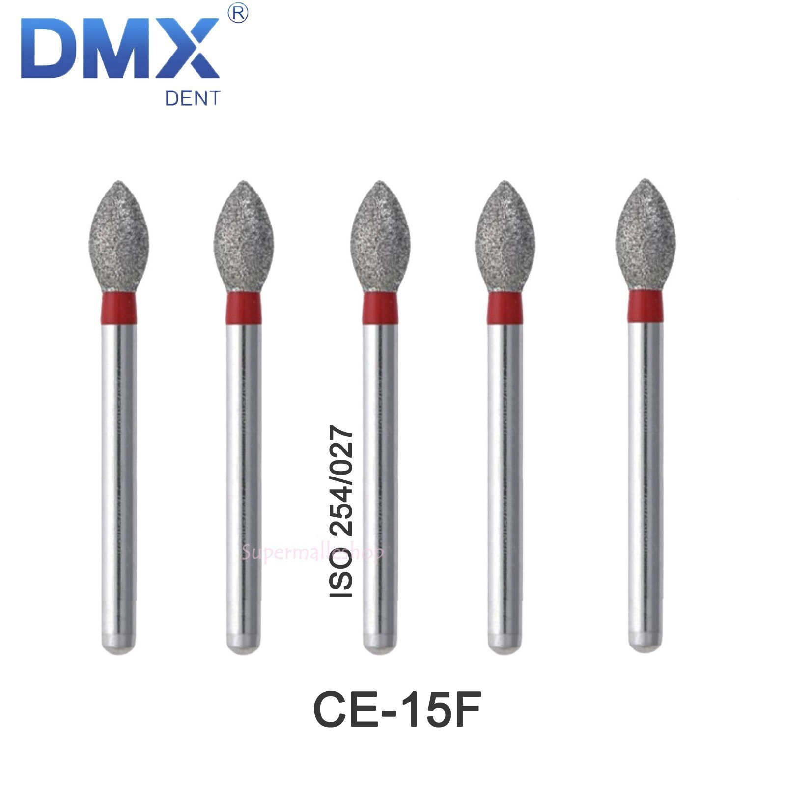 10Pcs DMXDENT Dental Diamond Burs FG Egg Football 254/027 Fine Grit High Speed
