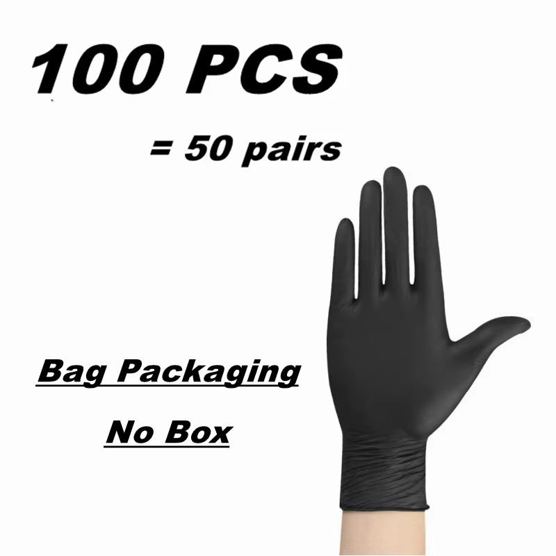 10/20/50/100PCS Black Nitrile Disposable Gloves for Work Latex Free Home Cleanin