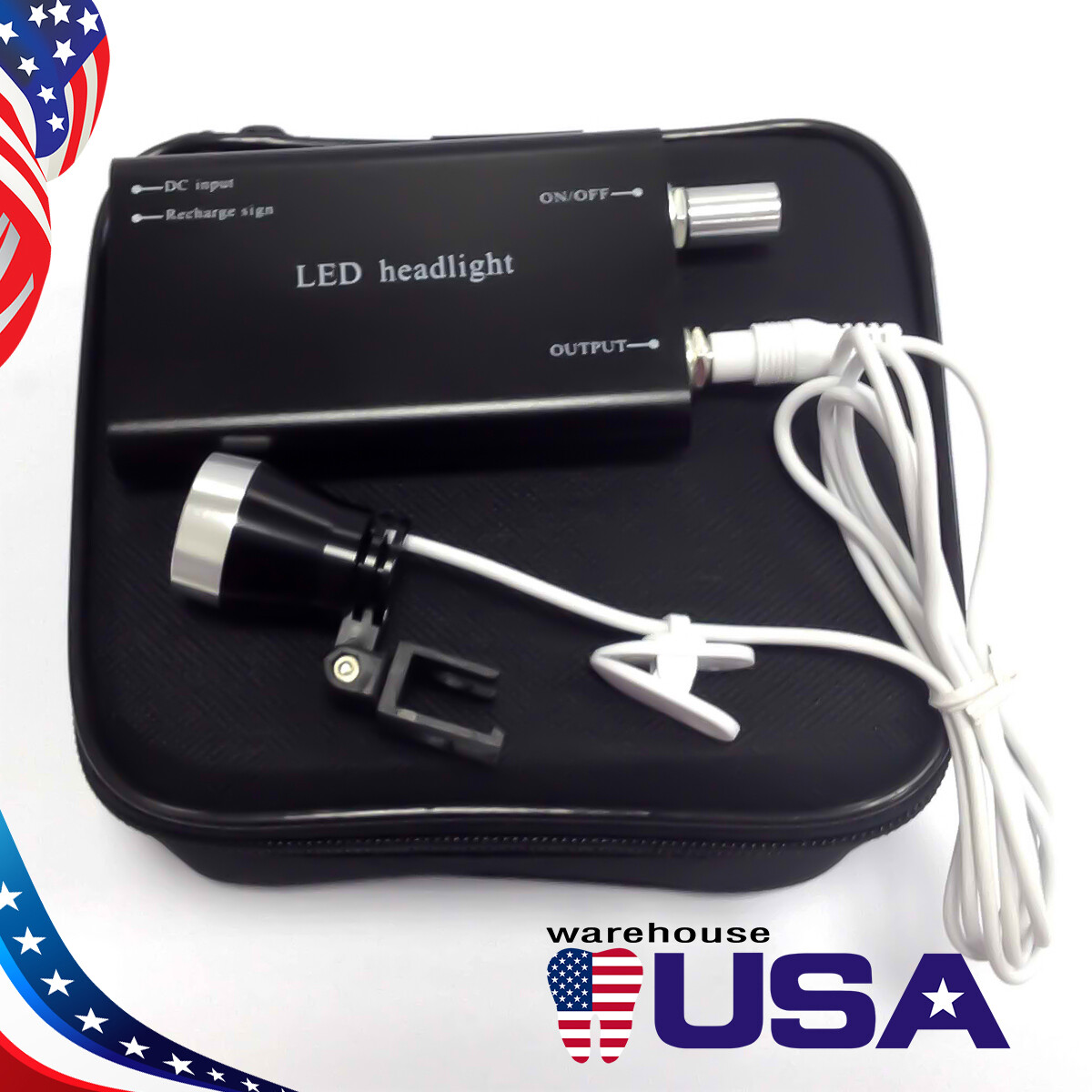 Portable Black LED Head Light Lamp With Clip for Dental Surgical Loupes USB Type