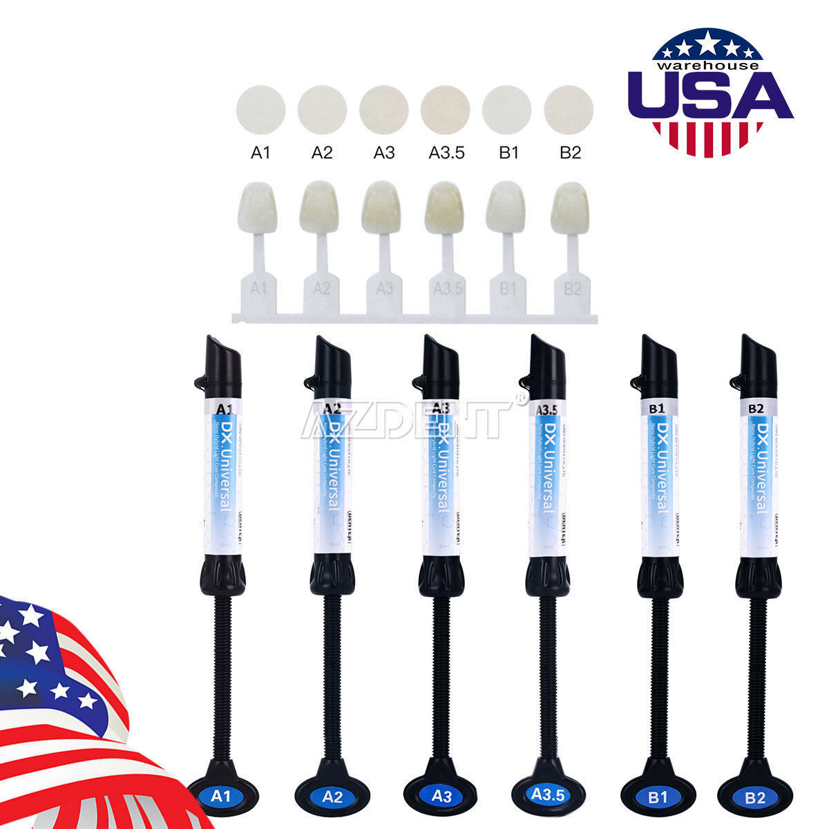 USA Dental Universal Light Cure Composite Resin A1,A2,A3,A3.5,B1,B2 4g/Syringe