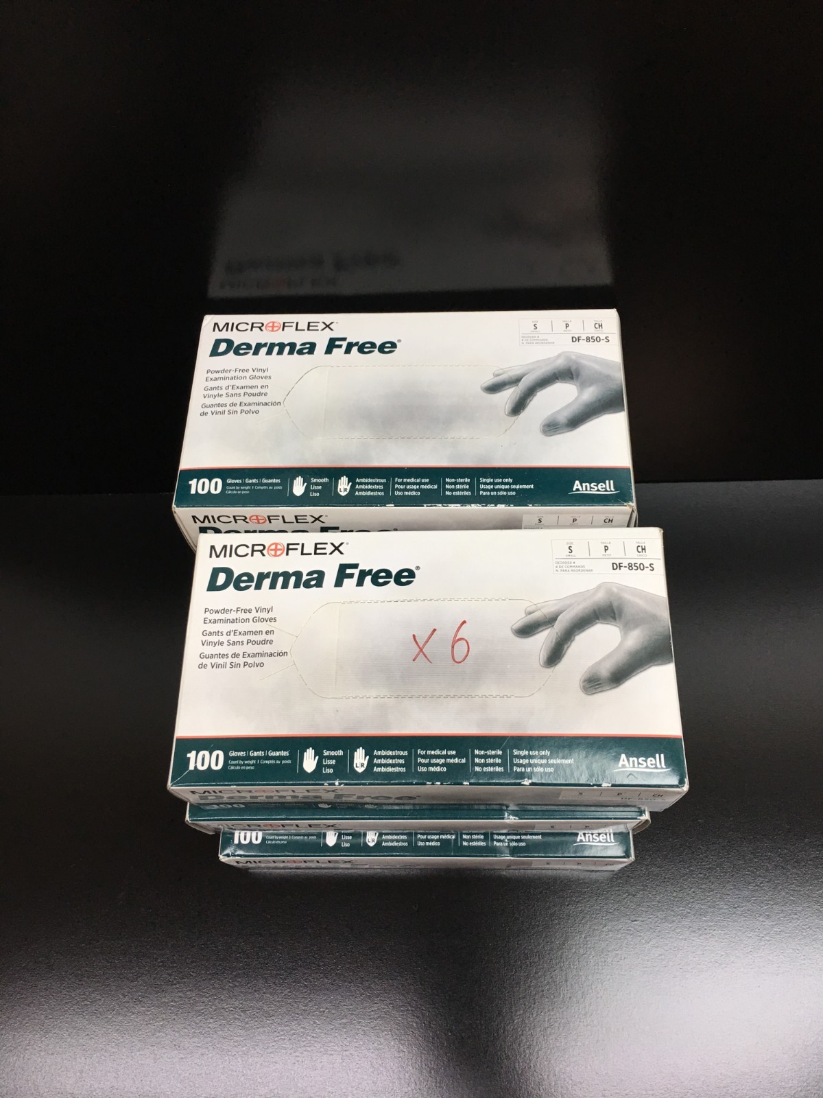 Ansell MICROFLEX DF-850-S Powder-Free Vinyl Examination Gloves Size S Lot 6 PKS
