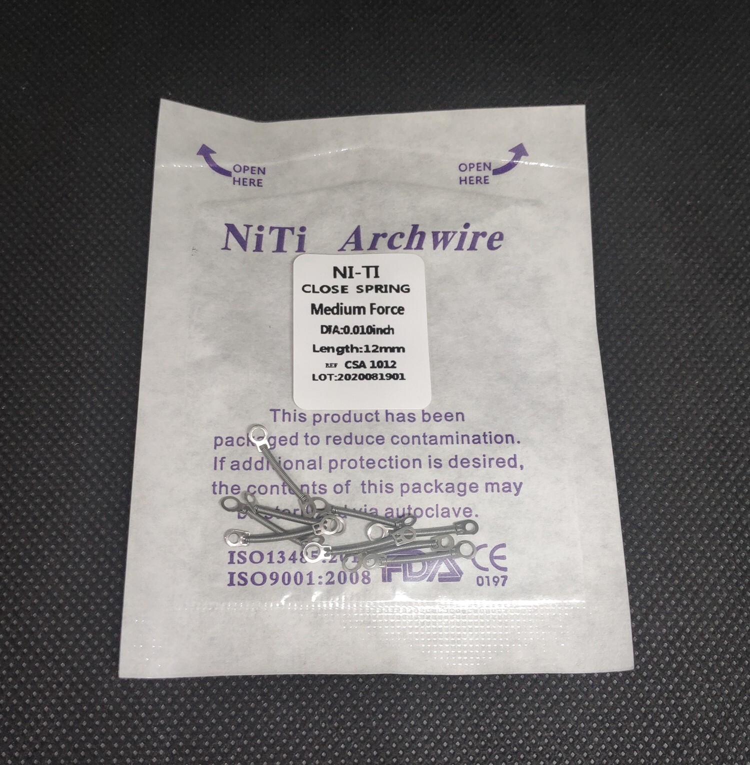 10Pieces Dental Orthodontics Niti Alloy Closed Coil Spring 0.010inch 12mm Medium