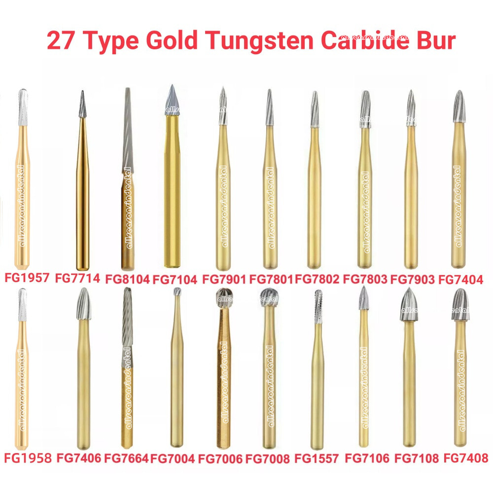 Dental Gold High Speed Tungsten Carbide Burs Trimming Finishing Friction Grip