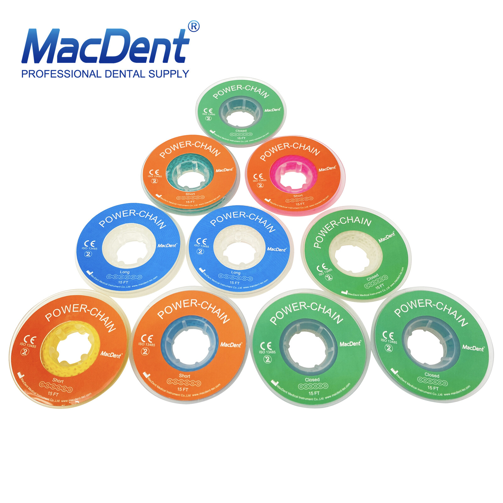 Dental Orthodontic Elastic Rubber Bands Power Chain for Braces Long/Short /Close