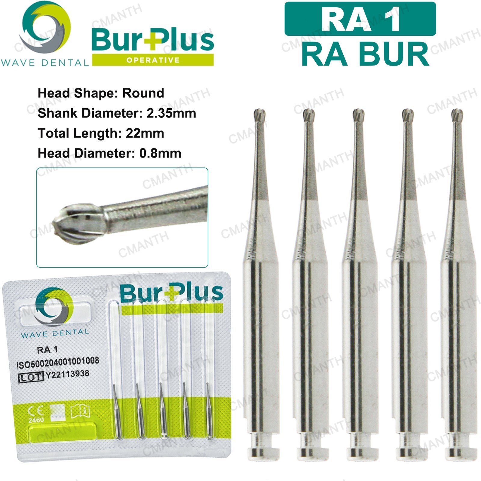 Wave Dental Carbide Burs Implant Bur Latch RA 2.35mm For Slow Speed Contra Angle