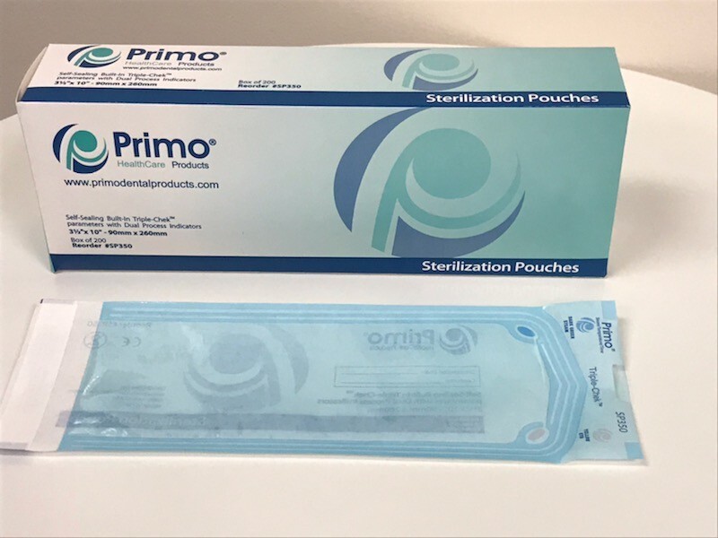 Primo Triple Chek Sterilization Pouch 3.5 x 10 (200) Bags Dental Tattoo Nail