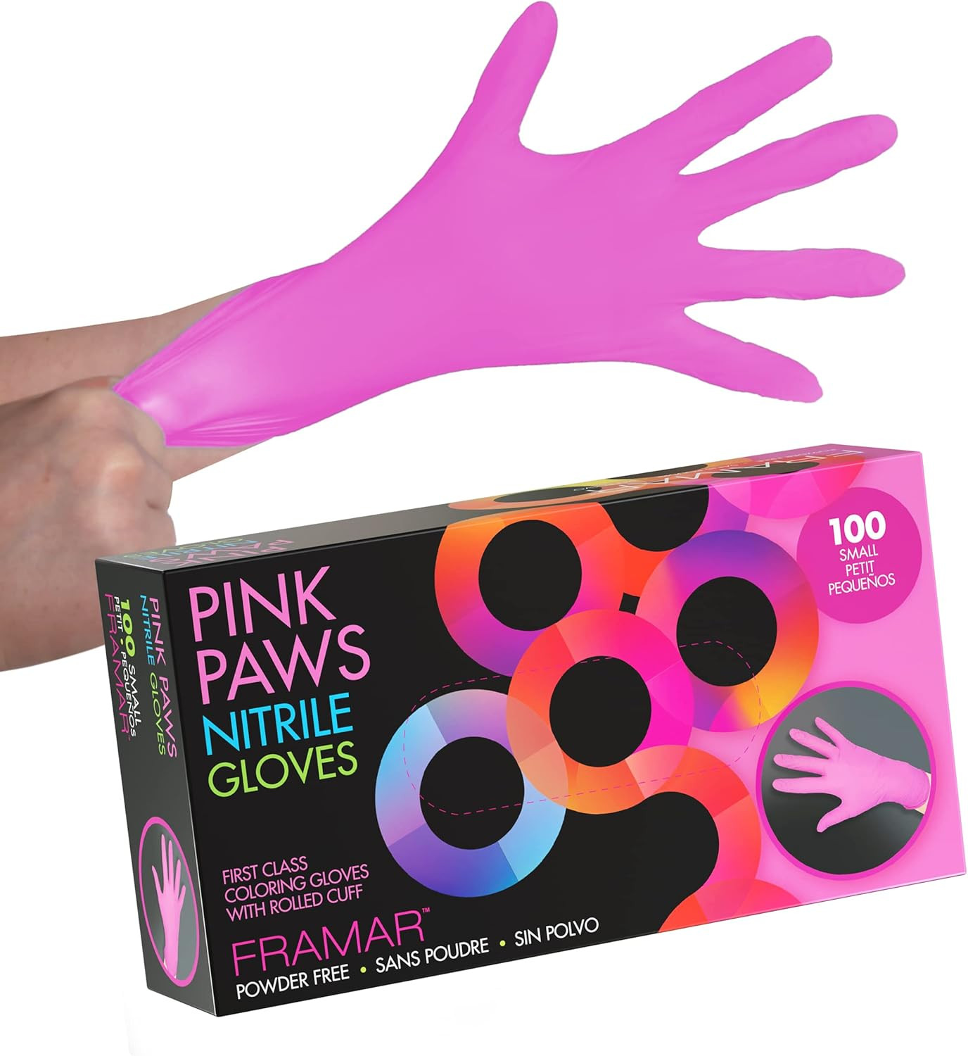 FRAMAR Pink Gloves Disposable Latex Free – Pink Nitrile Gloves Small, Disposable