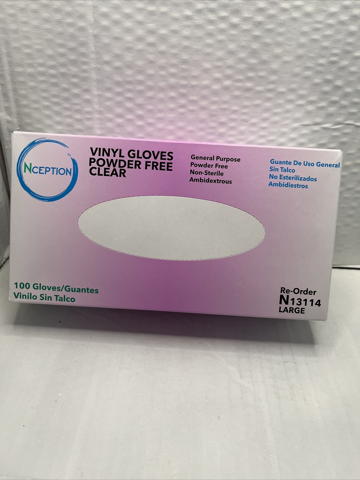 Vinyl Powder Free Gloves Clear Size Large Non Sterile General Purpose 100ct