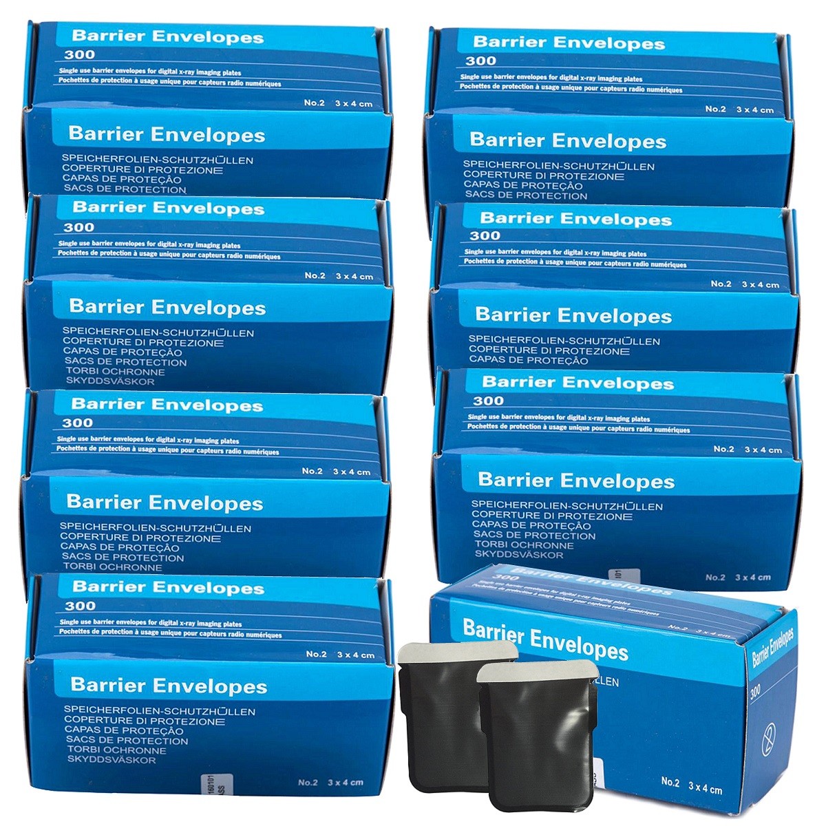 300Pcs/Pack #2 Barrier Envelopes for Dental X Ray Digital Phosphor Plate Sensor