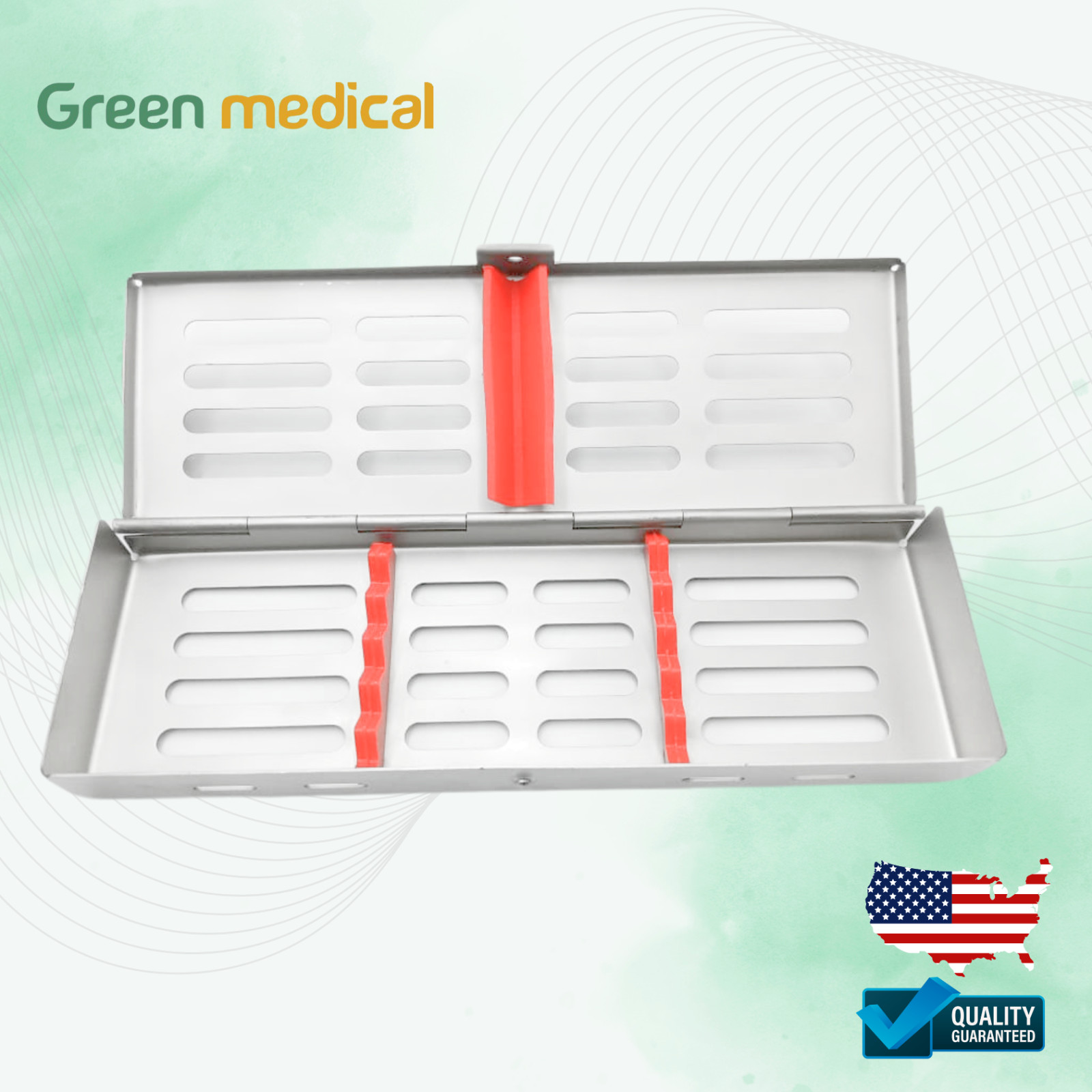 5 Instruments Dental Sterilization Cassette Box, Autoclave Tray, Rack, «Orange»