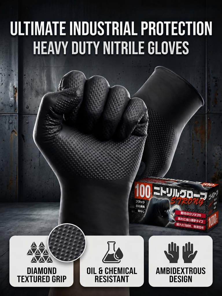 10 Mil Heavy Duty Disposable Nitrile Mechanic Gloves
