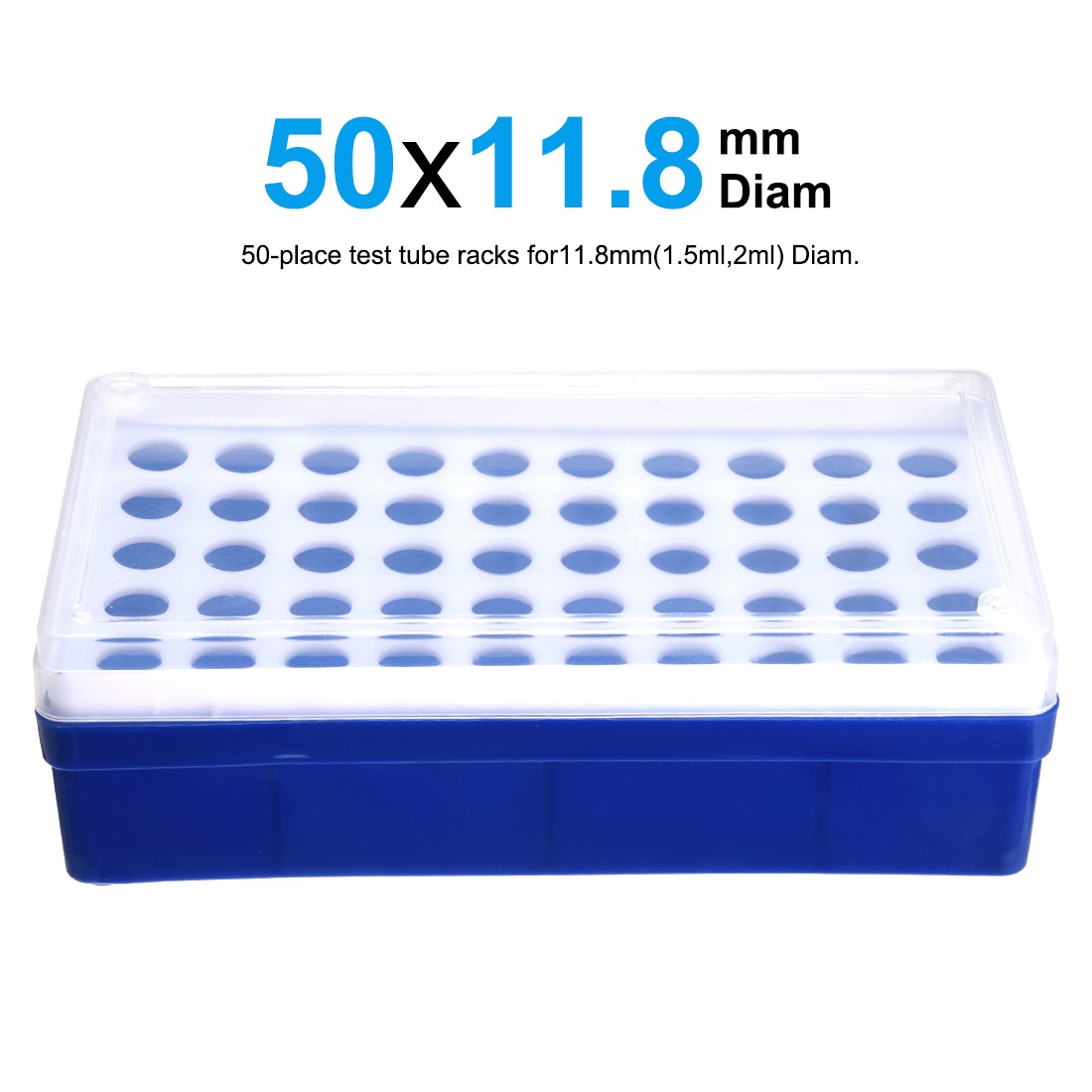 2 Pcs Tube Rack Polypropylene 50-Well Blue for 1.5ml, 2ml