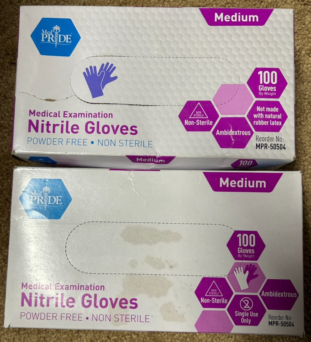MedPride Powder-Free Nitrile Exam Gloves, Iris Blue, Medium, Box/100