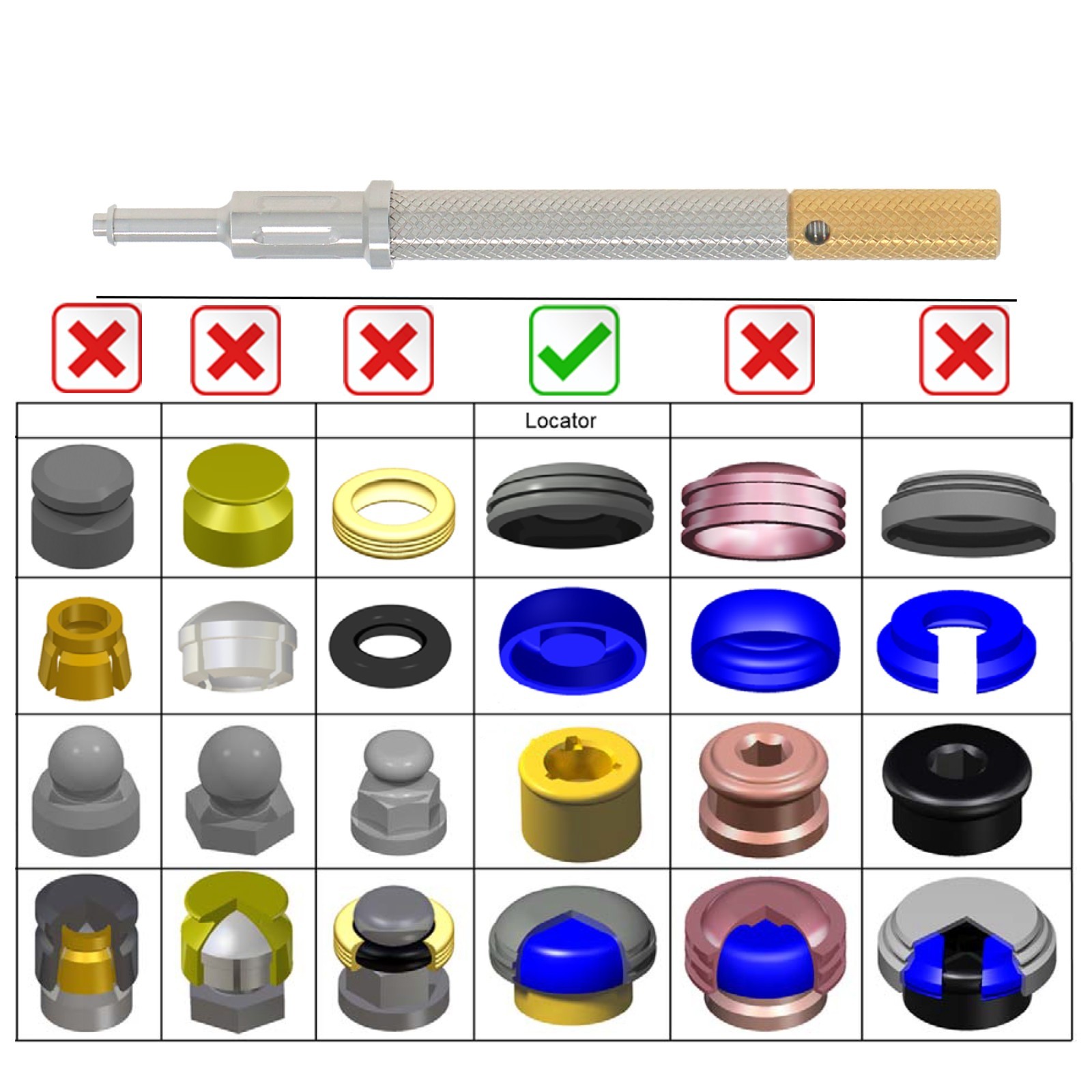 Universal Implant Locater Core Tool Retention Caps Insertion Extraction Tool
