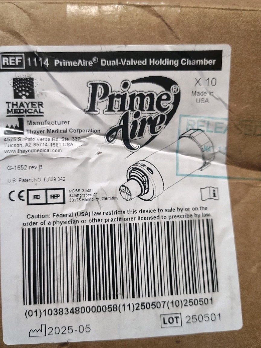 Thayer Medical Prime Aire Dual Valved Holding Chamber X9