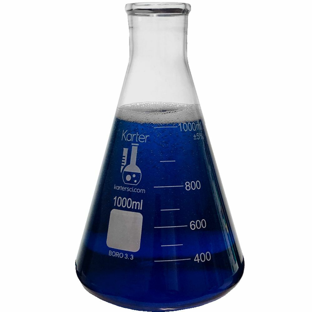 1000ml Erlenmeyer Flask, Glass, Graduated, Karter Scientific 213G10 (Case of 24)
