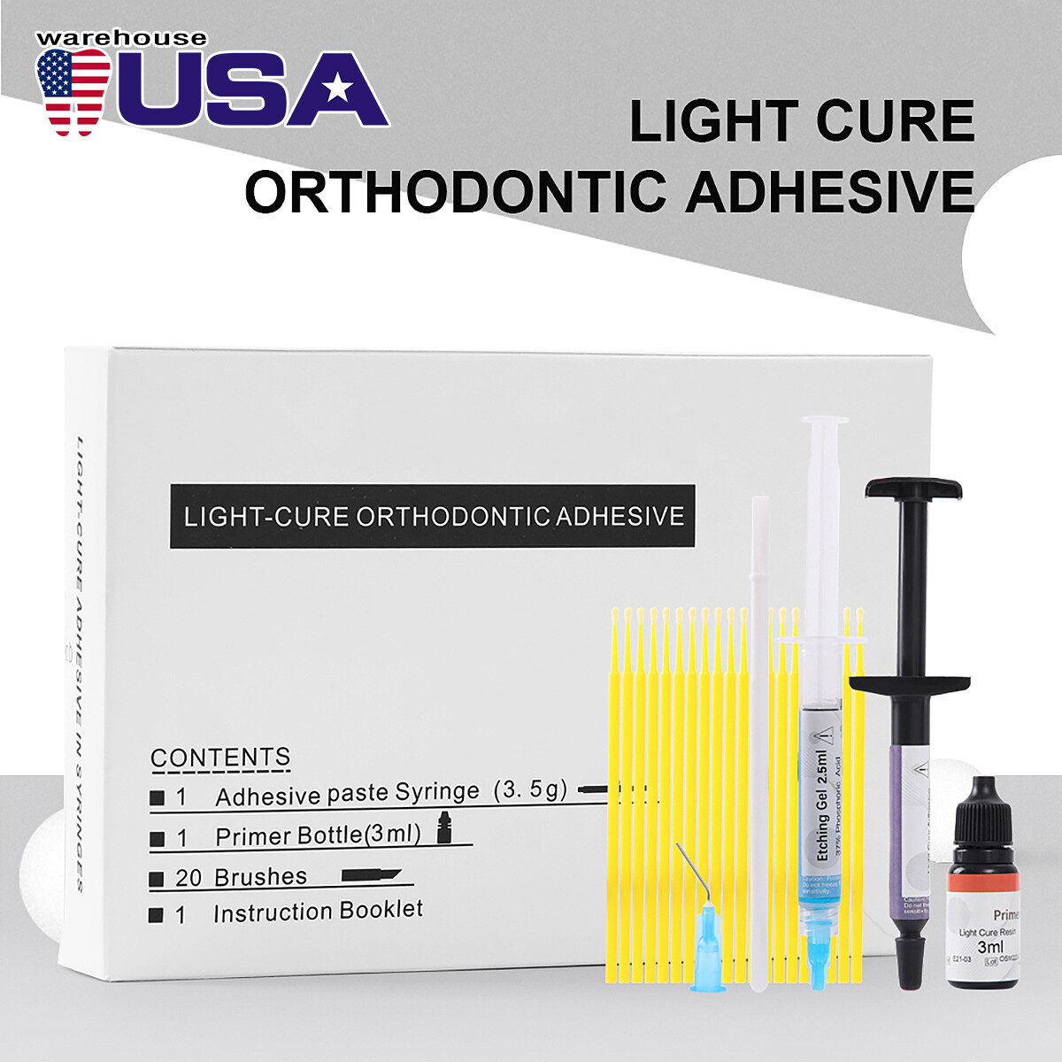 Dental Ortho Bonding Light Cure Resin Composite Kit/ LED 1S Curing Light Lamp