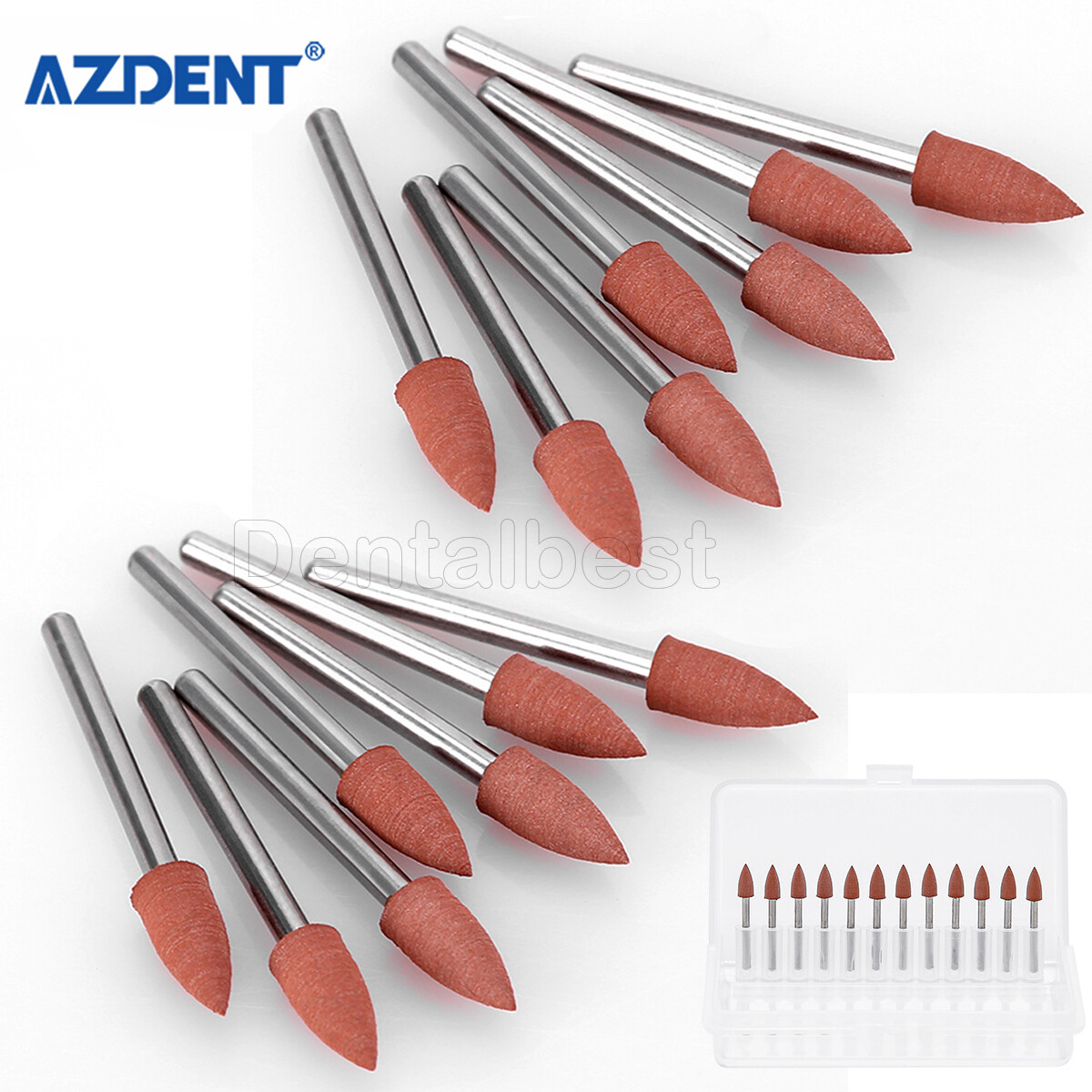 AZDENT Dental 0413 Brownie Polishers Friction Grip FG Mini Points 1.6mm 12PCS/PK