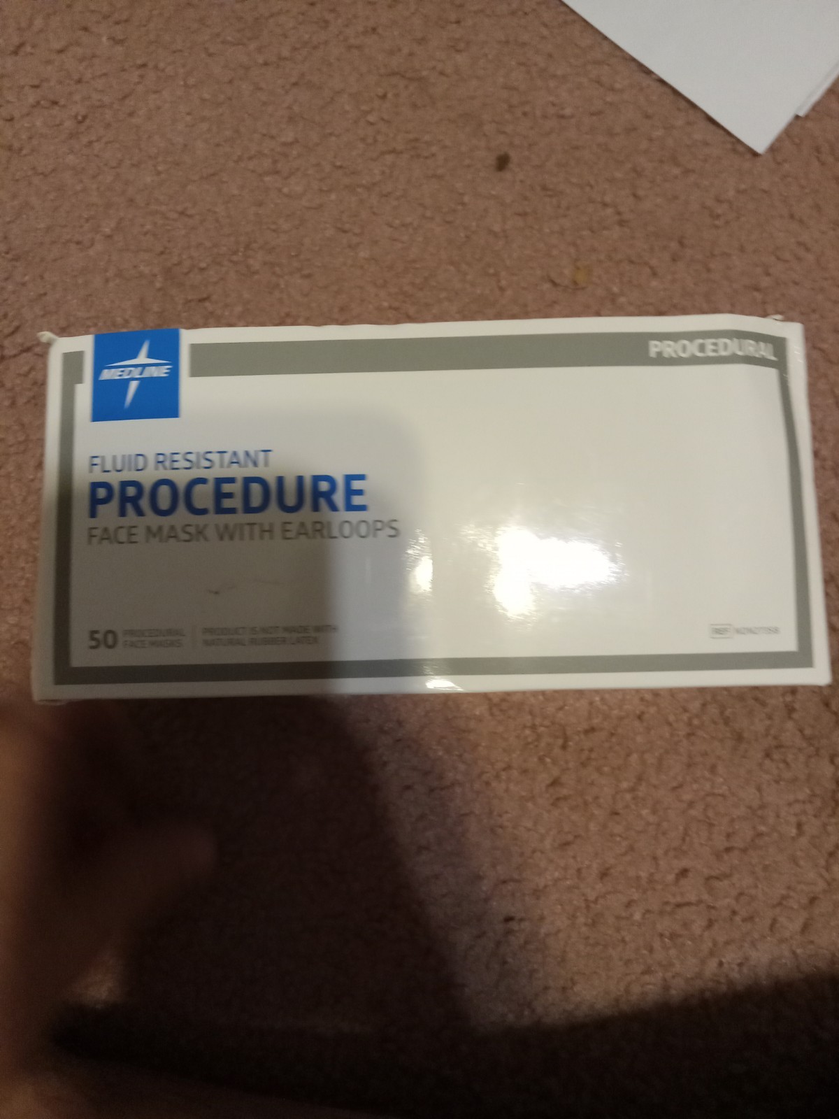 Medline ASTM 1 level Fluid Resistant Face mask with Earloops 50 count Box NIB